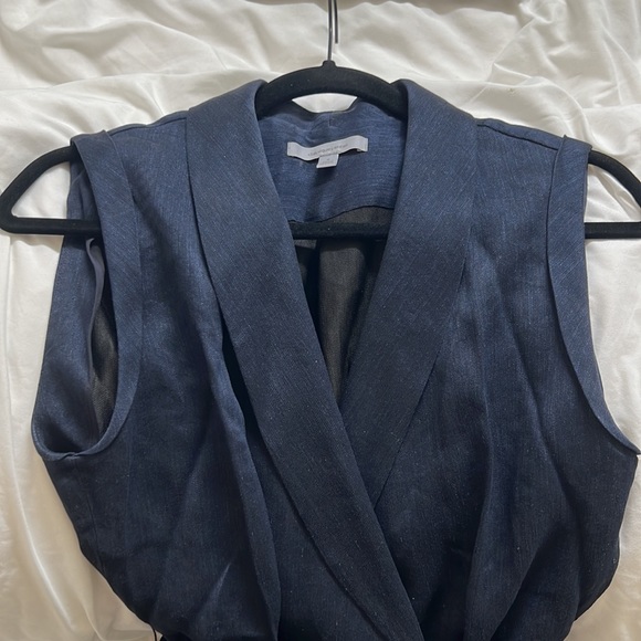 Classiques Entier Faux Wrap Linen Blend Dress - Size 8 - Picture 6 of 8